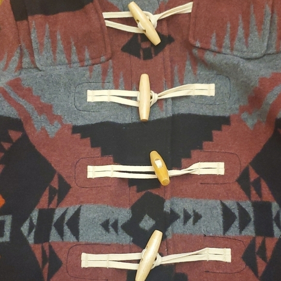 Gap - Vintage RARE Aztec Printed Pea Coat with Toggle Buttons - Picture 4 of 5